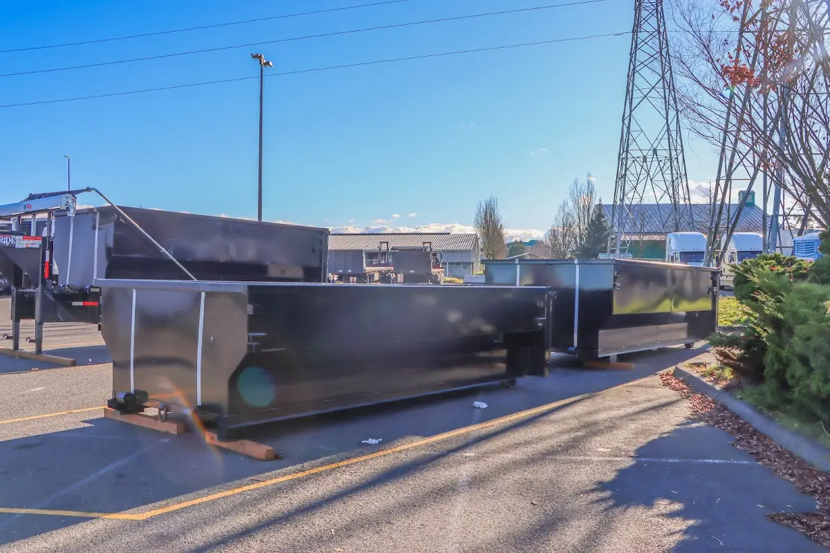 Roll-off dumpster ready for waste disposal at job site for 4 Yard Dumpster Rental in Kiryas Joel